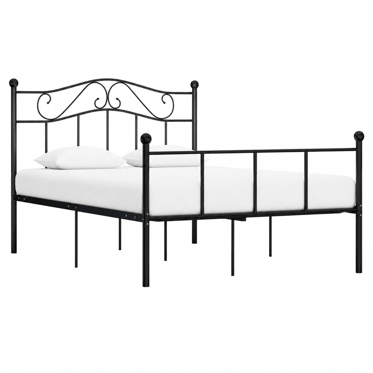 Struttura Letto Matrimoniale in Metallo Nero 160x200 cm con Rete a Doghe, Design Moderno, Facile Montaggio