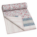Copriletto Kantha Floreale Indiano, Fatto a Mano, per Letto Matrimoniale