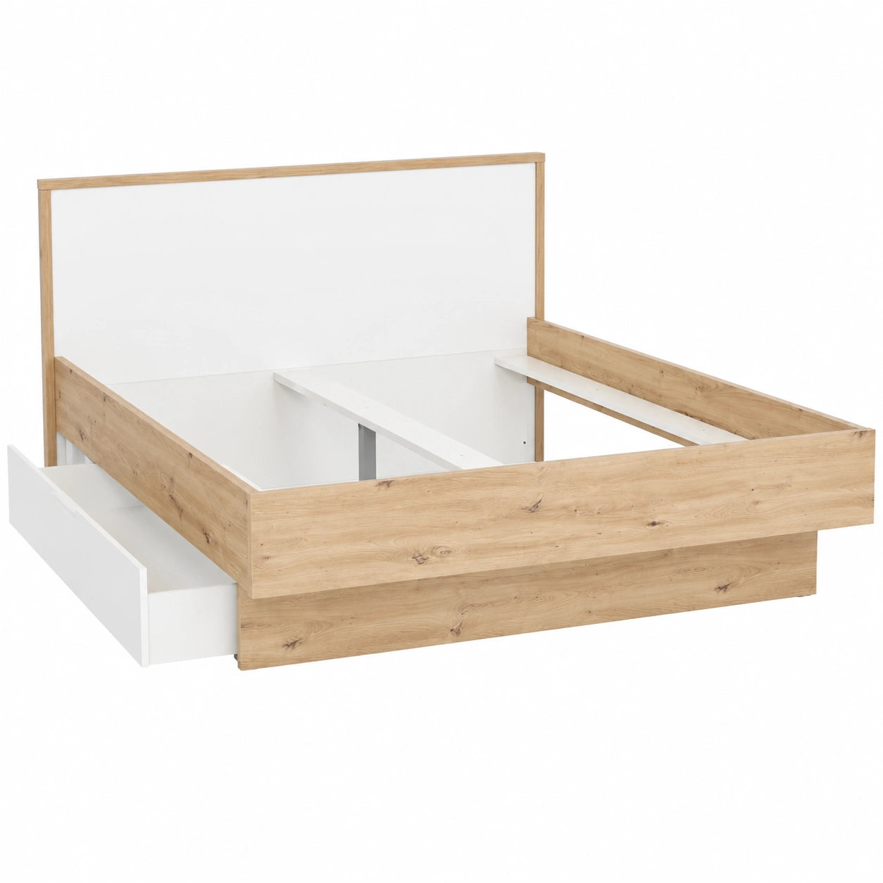 Letto King Size con Contenitore MUNDI, Rovere e Bianco, Made in Italy