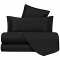 Set lenzuola King Size raso nero, 4 pezzi, Made in Italy