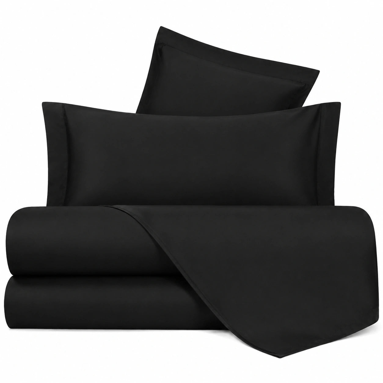 Set lenzuola King Size raso nero, 4 pezzi, Made in Italy