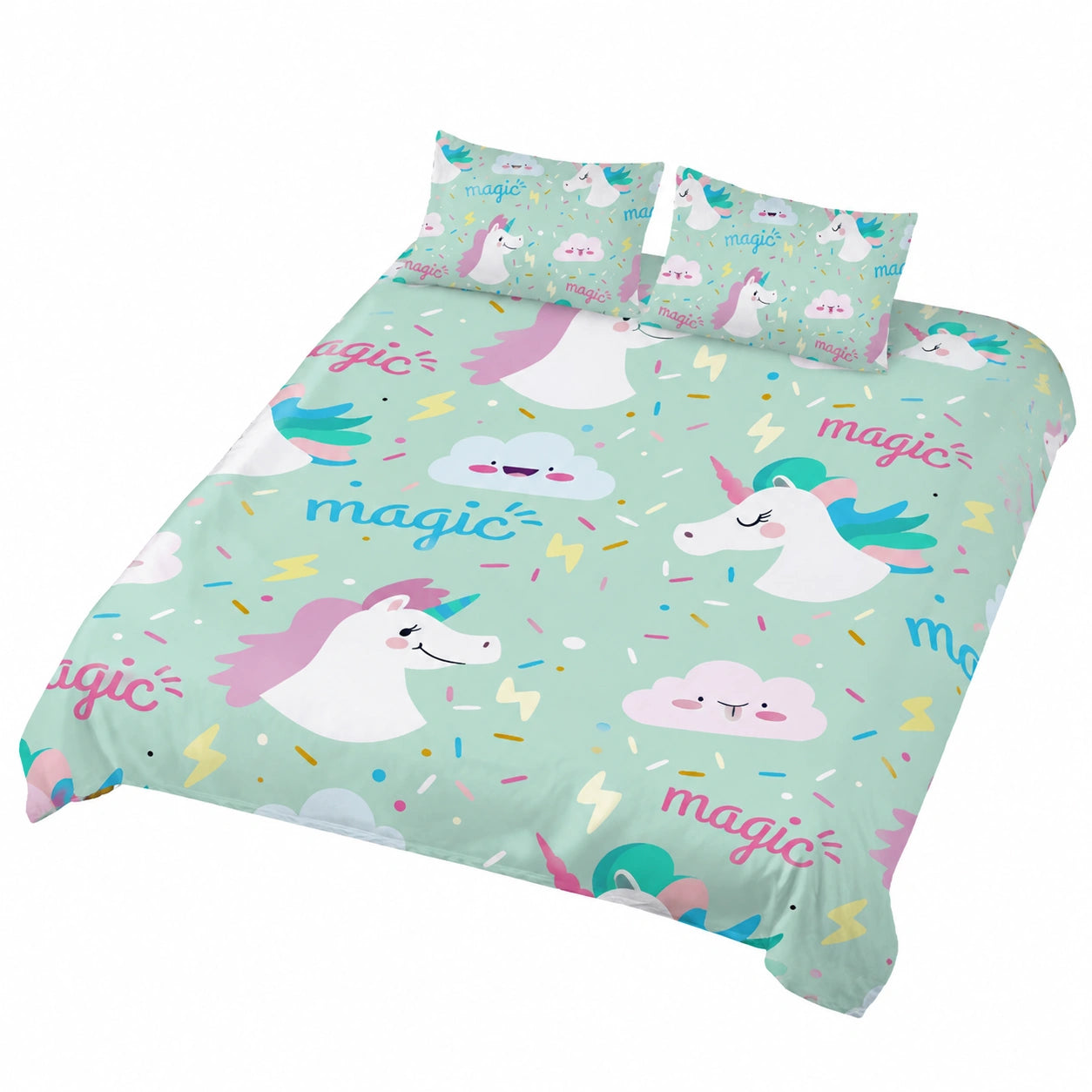 Set 3 Pezzi Copripiumino Matrimoniale con Chiusura Zip, 88x228 cm