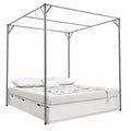 Letto a baldacchino in metallo robusto, king size, con opzioni per letto doppio e matrimoniale