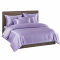 Set biancheria da letto in raso viola, queen size, copripiumino e federe, chiusura con cerniera