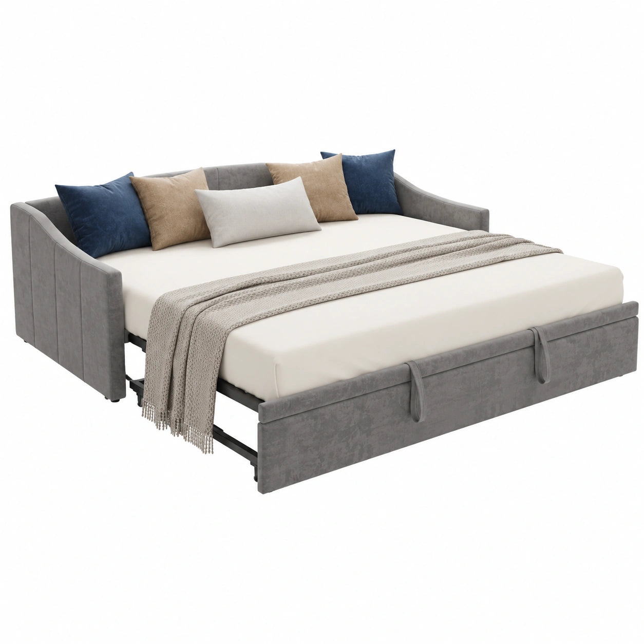 Letto multifunzionale estraibile 90x200 cm con doghe in legno imbottite