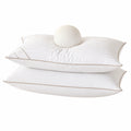Set di 2 cuscini in piuma d'oca, 100% cotone, per letto queen size, federe bianche a righe