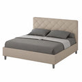 Letto Matrimoniale Contenitore Imbottito in Similpelle Tortora 150x210