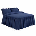 Copriletto King Size con Volant in Poliestere Blu Navy