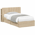 Struttura letto matrimoniale con spazio contenitore in rovere Sonoma 75x190 cm, base moderna con doghe di supporto, facile da montare