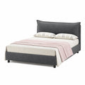 Letto Matrimoniale Contenitore 180x200 cm con Testiera Sfoderabile, Rete Doghe in Legno, Tessuto Grigio Modello Moderno