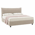 Struttura Letto Matrimoniale 180x200 cm con Contenitore e Rivestimento Tessuto Tortora