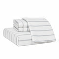 Set Lenzuola King Size in Percalle di Cotone con Motivo Righe Verdi, 4 Pezzi